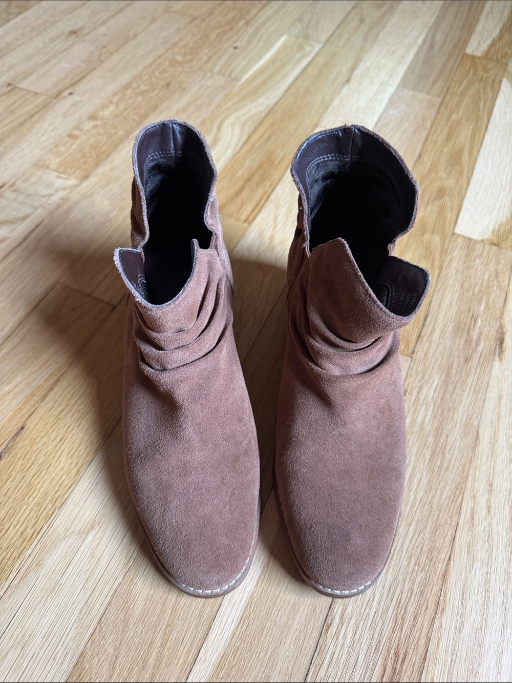 Cole Haan Suede Slouch Ankle Boots in Rust Brown